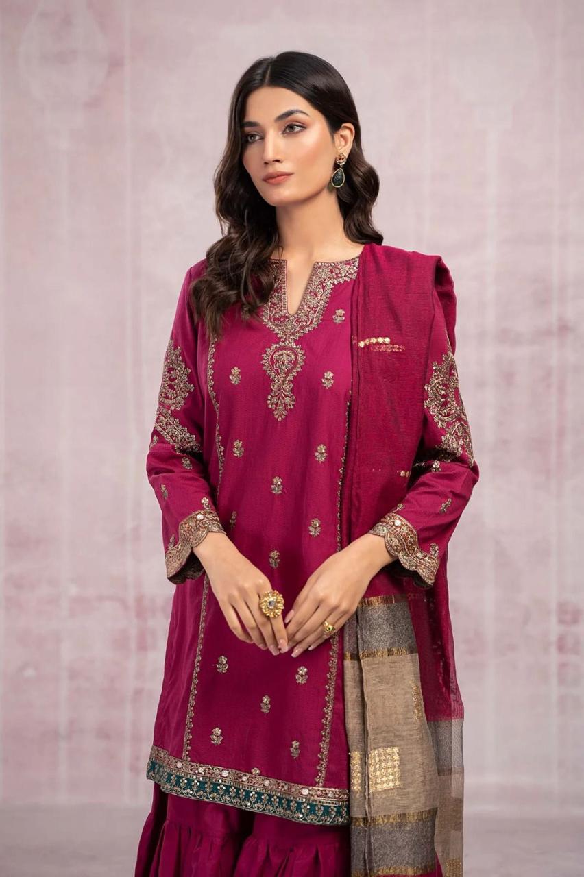 Maria B Lawn Hit Codes Collection: Heavy Embroidered Lawn 3-Piece Suit with Digital Print Swiss Voil Dupatta