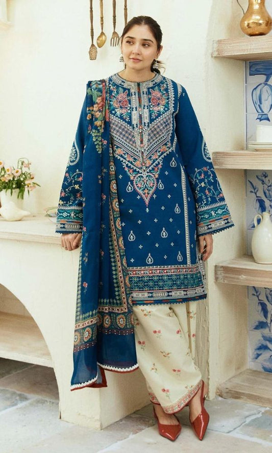 Zara Shahjhan Embroidered Lawn 3-Piece Suit with Voil Lawn Printed Dupatta