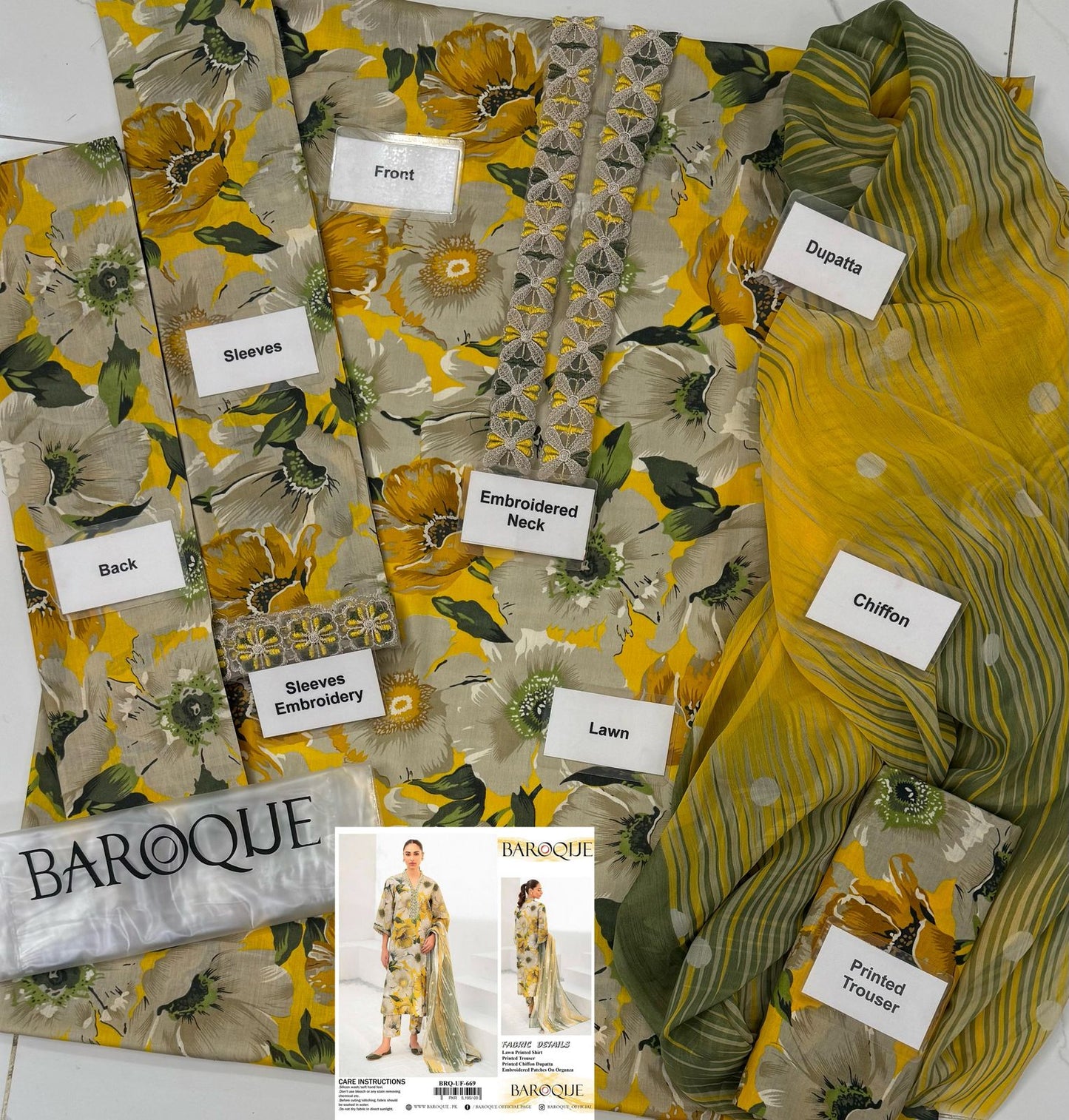 Exquisite Baroque Lawn & Chiffon Suit