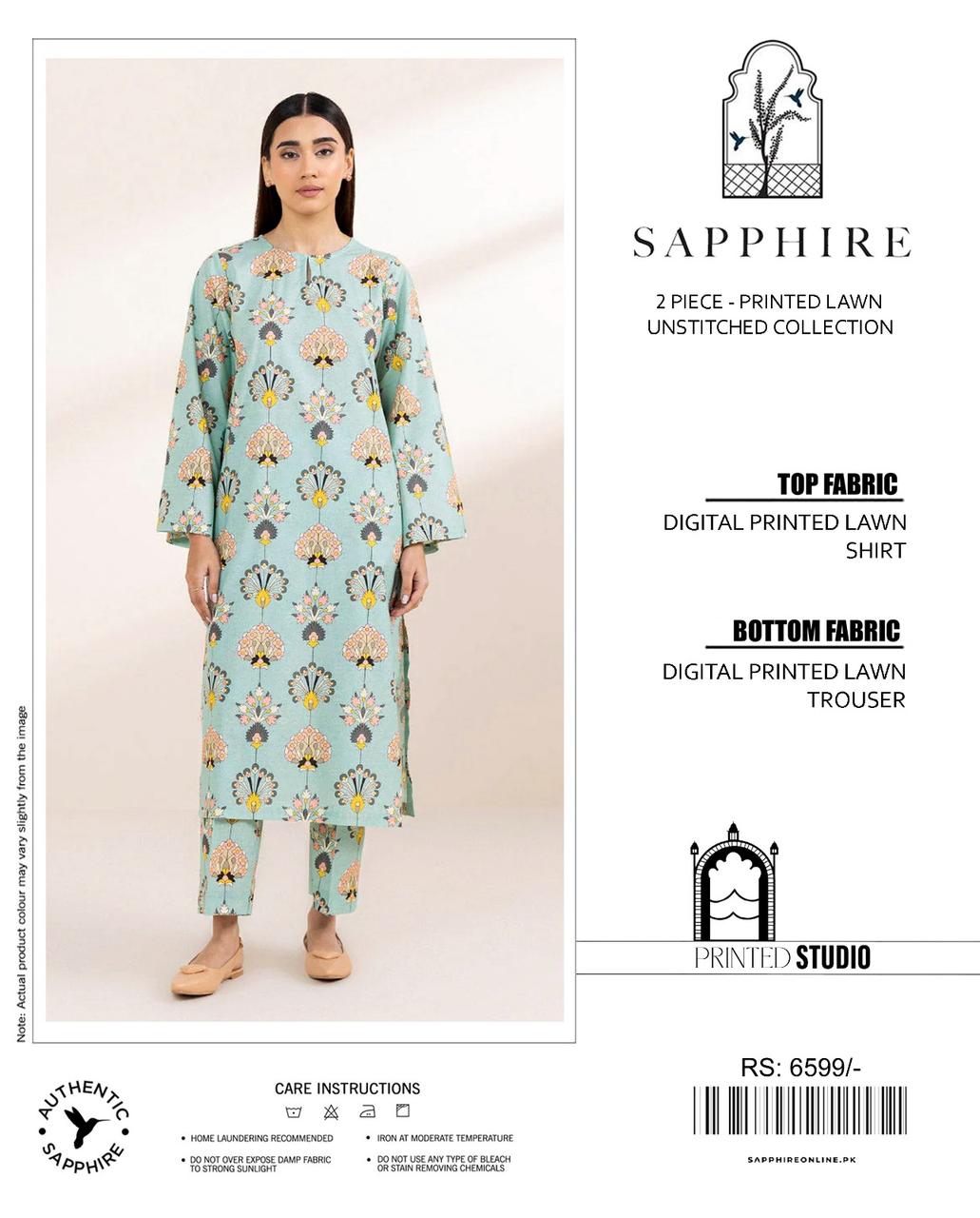 Women's Summer Festive 2025 Sapphire Premium Soft Lawn 2-Piece Collection