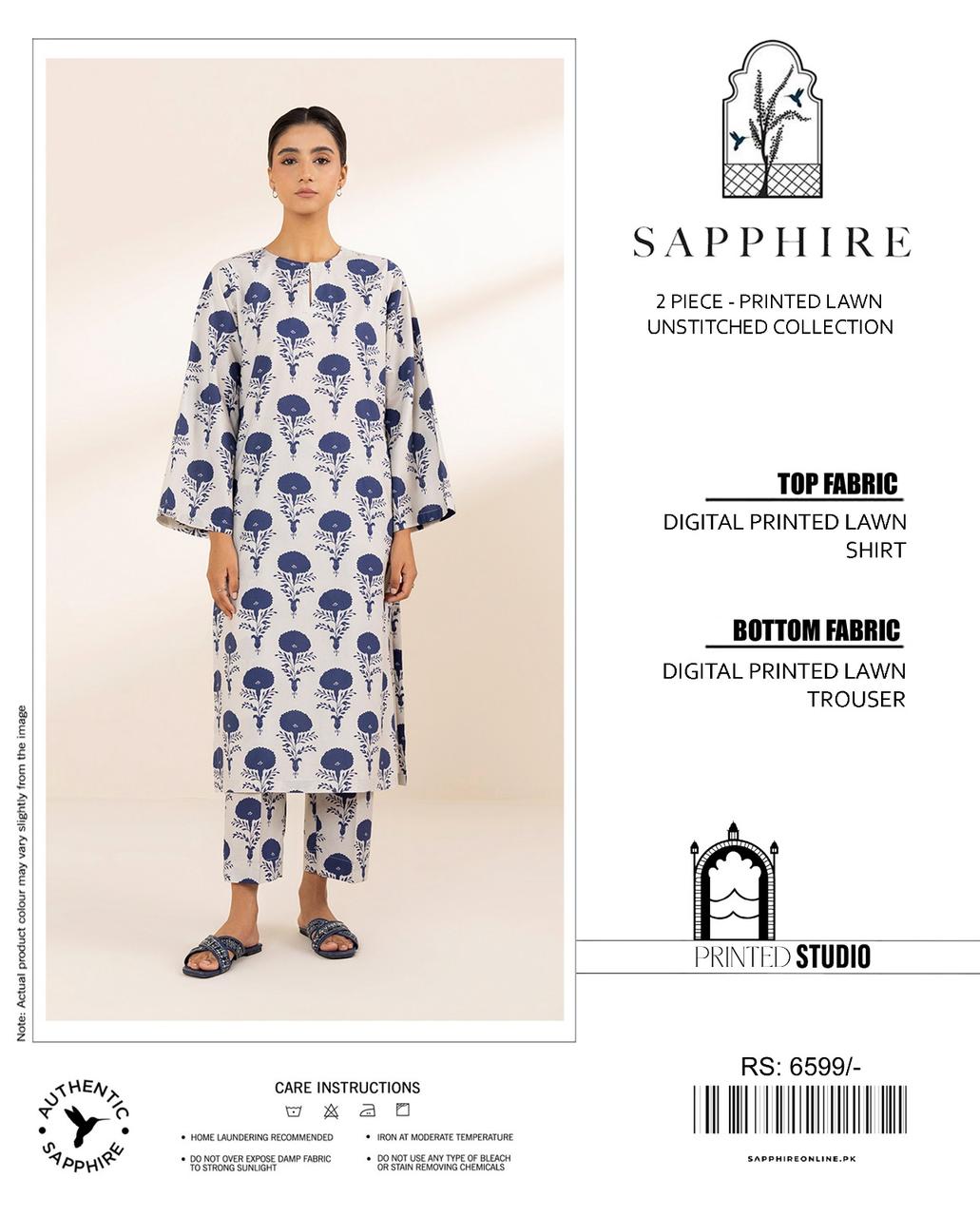 Women's Summer Festive 2025 Sapphire Premium Soft Lawn 2-Piece Collection