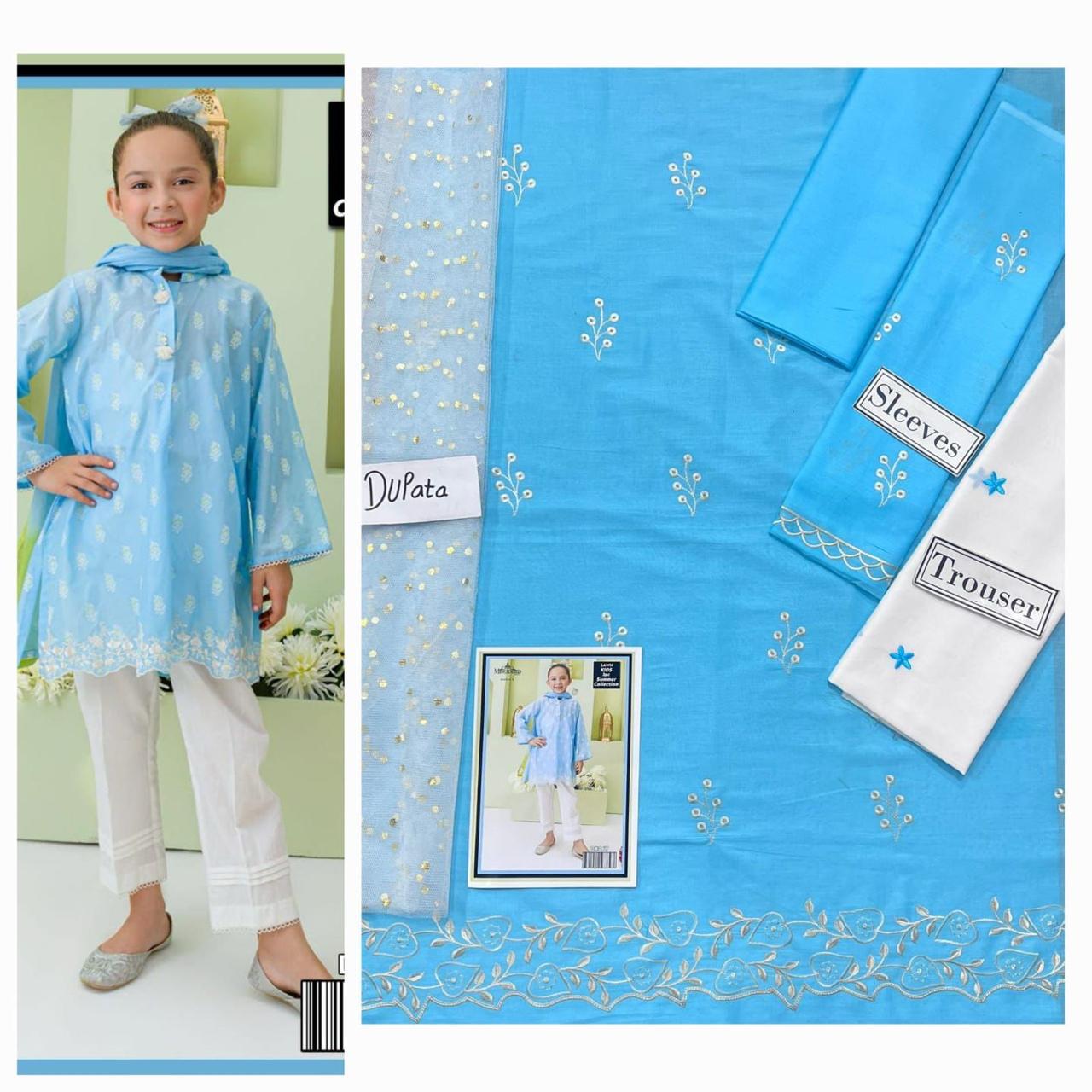 Maira B Kids Lawn Collection: Stylish 3-Piece Unstitched Outfit