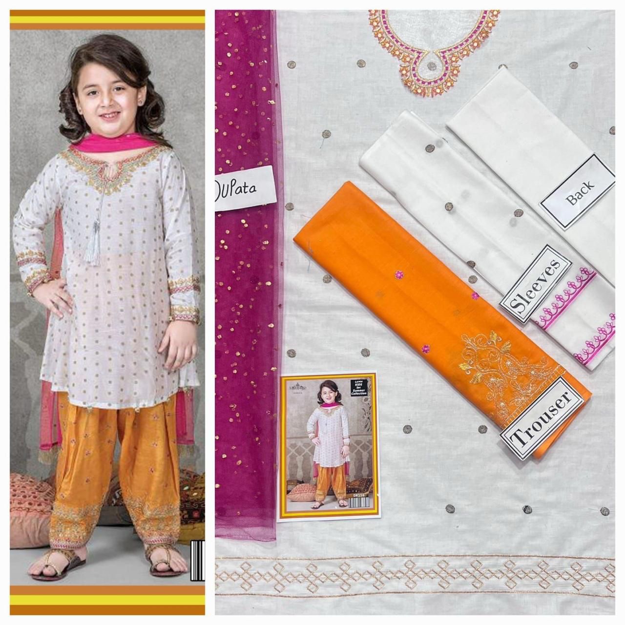 Maira B Kids Lawn Collection: Stylish 3-Piece Unstitched Outfit